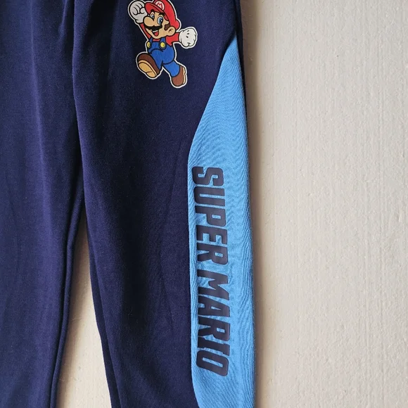 Boys 6/7 Super Mario Kids Navy Blue Nintendo Joggers Pants - Picture 7 of 9